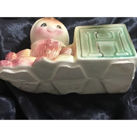 Vintage Kewpie Doll Block Porcelain Planter - Picture 6 of 6